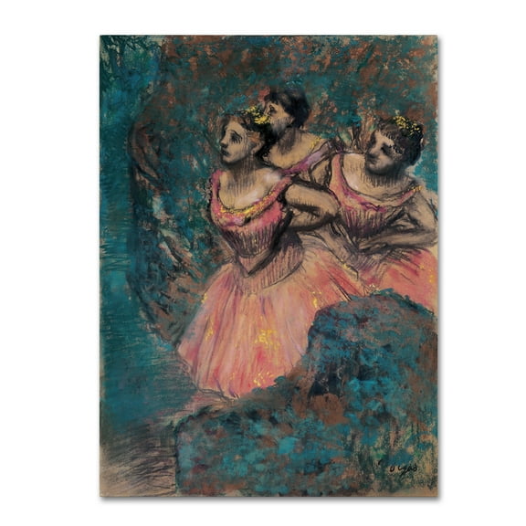 Trademark Fine Art 'Three Dancers In Red Costumes' Canvas Art by Degas