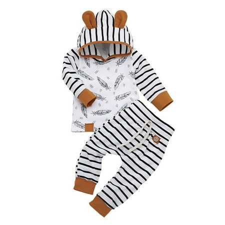 

HUPTTEW Boy Shirt T Girl Set Striped Pants Clothes Tops Hooded Baby Boys Outfits&Set