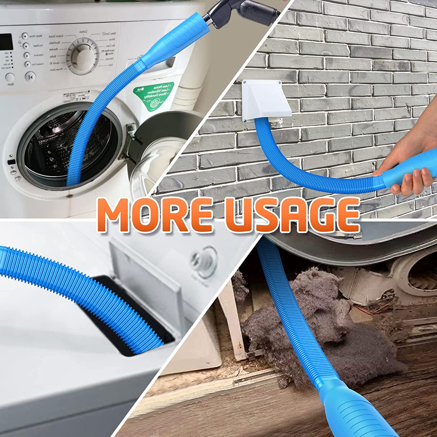 Dryer Vent Cleaner Kit Vacuum Attachment - Multiple Combinations V1 Lint Remover Power Washer and Hose Quickly Removes