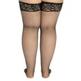 thumbnail image 3 of womens plus size hosiery black fishnet lace top stay up silicone thigh high stockings, 3 of 4