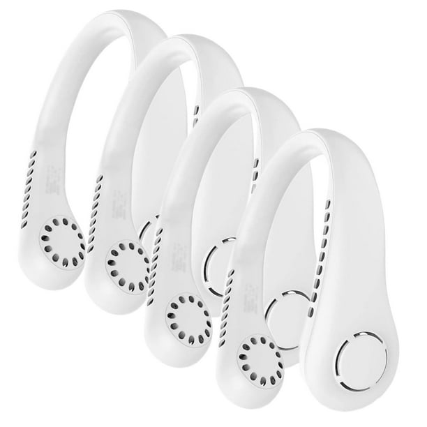 Mini Enfriador Recargable USB BreezeNeckWhite 4Pzas Blanco 5W 3 Velocidades Plástico ABS Ventiladores de Cuello.