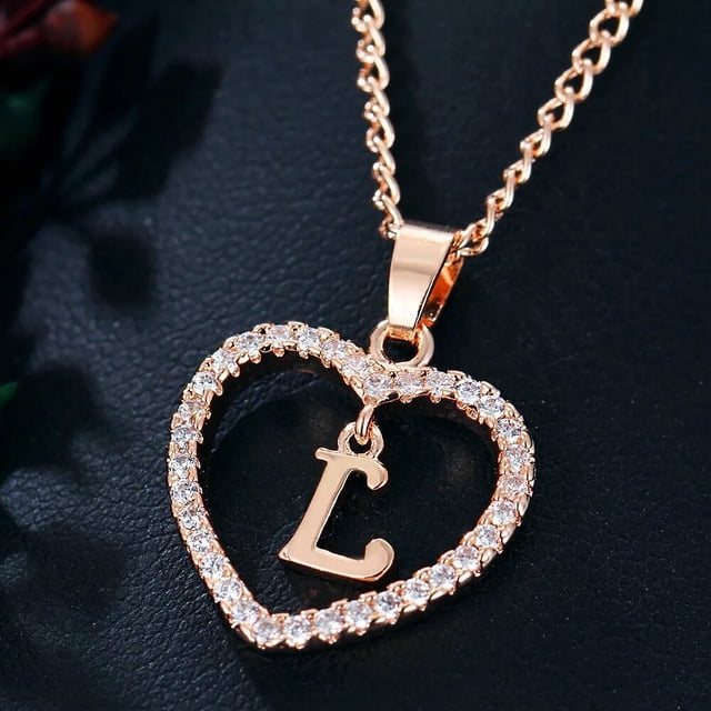 Collar con colgante de corazón para mujer, joyería con iniciales de nombre, 26 letras, circonita, amor, regalos para niñas, accesorios de la primera letra