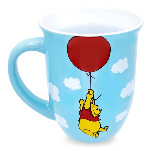 Taza con forma de globo, diseño de Winnie The Pooh de Disney, borde ancho, 480 ml