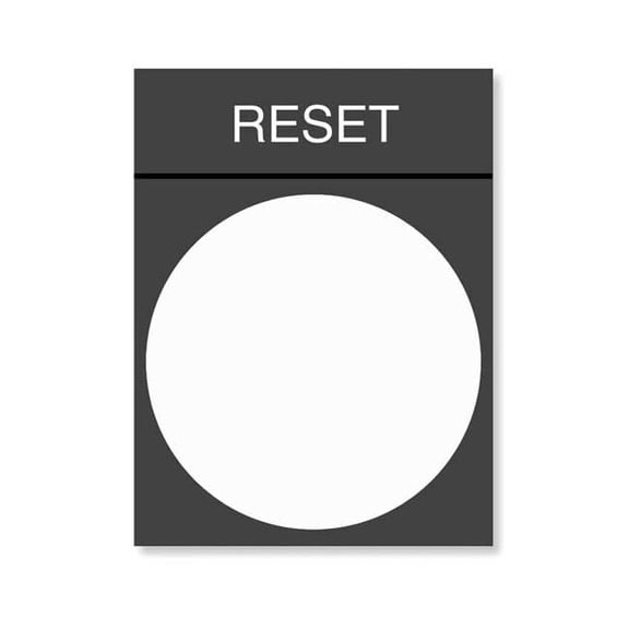 Schneider Electric Legend Plate,Reset,White/Black ZBY2322