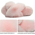 thumbnail image 3 of LORDFON Open Toe Cross Band Fuzzy Womens Slippers Fluffy House Slippers with Memory Foam, 3 of 7