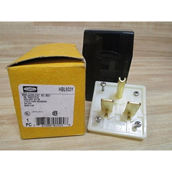 HUBBELL WIRING DEVICE-KELLEMS Angle Straight Blade Plug HBL9331