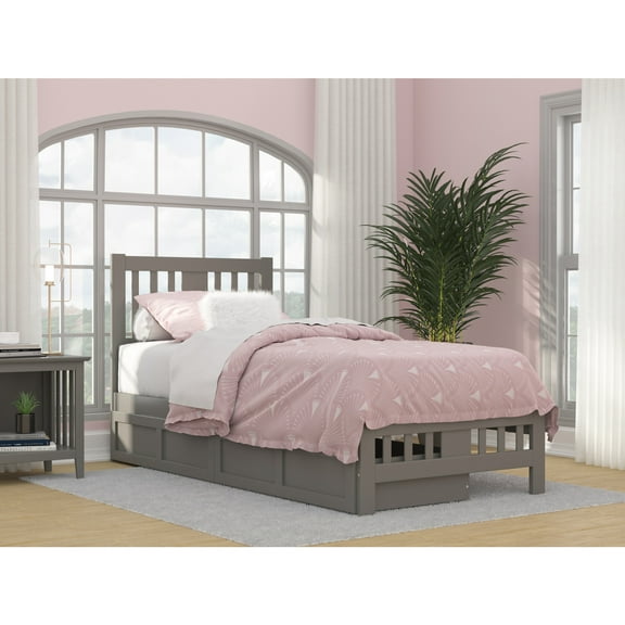 Twin XL Bed with Footboard & Drawers - Grey Bedroom Furniture - HomeStock Island Interiors