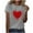 Gray, variant on Women's Valentine's Short Sleeve T-Shirt Happy Day Heart Print Crewneck Top for Romantic Gatherings Red 3XL