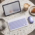 thumbnail image 4 of Wireless Keyboard and Mouse Combo, Quiet Rechargeable Keyboard with Low-Profile Keys and Ergonomic Mouse for Tablet, Laptop and Smartphone, Purple, 4 of 6