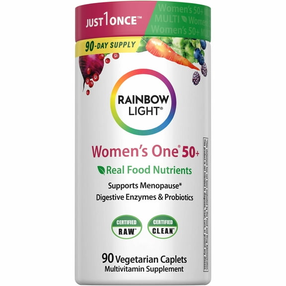 Women's One 50 Multivitamin | with Probiotics | 90 Vegetarian Caplets | by Rainbow Light