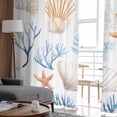 thumbnail image 4 of Blue Coastal Coral Semi Sheer Curtains 96 Inch Length 2 Panels Set, Ocean Starfish Shell Marine Life Sheer Kitchen Curtain Privacy Voile Window Curtain for Living Room Bedroom Rod Pocket Drapes, 4 of 7
