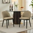 thumbnail image 1 of Juego de 2 sillas de comedor, sillas de cocina tapizadas en lino con cojín grueso y respaldo curvado, silla moderna con estructura de madera y patas ajustables para comedor, cocina, verde,Verde, 1 of 2