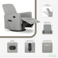 thumbnail image 5 of Evolur Raleigh Swivel Glider with in-built Massager, Recliner, Light Grey, Greenguard Gold Certified, 5 of 7