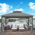 thumbnail image 3 of INTER HUT 13x11 Metal Patio Gazebo, Outdoor Gazebo Canopy Tent for Backyard with Mesh Privacy Curtains, 3 of 8