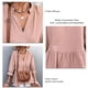 thumbnail image 5 of Blusa con cuello en V para mujer, suave, cómoda, holgada, informal, holgada, para cita en casa, oficina, rosa claro XL, 5 of 6