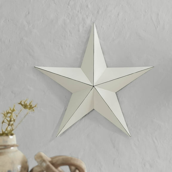 VHC Brands Patriotic Metal Star Distressed 18x18, Independence Day Decor, Decorative Wall Hanging, Rustic Farmhouse Decorations, Creme, Black