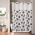 thumbnail image 2 of No Hook Shower Curtain, Navy Blue Rustic Coastal Shower Curtains for Bathroom with See Through Top Window, Nautical Seaside Starfish Coral Waterproof & Washable Bath Curtain Stall 48"x72", 2 of 9