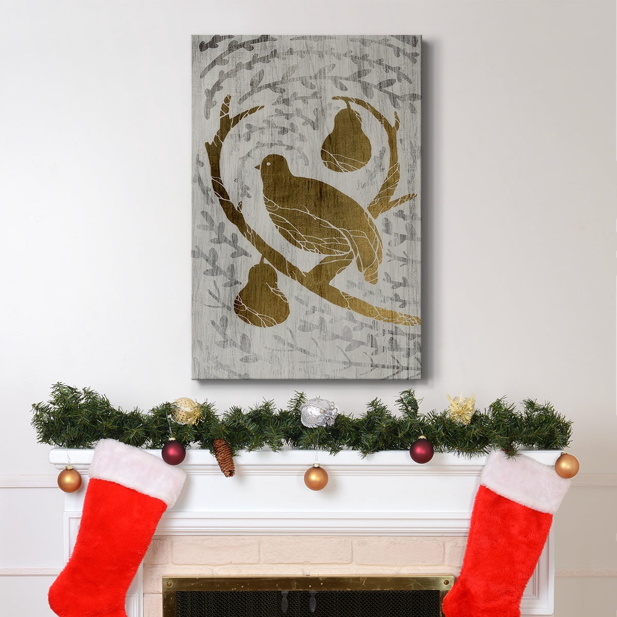 Partridge in a Pear Tree - Gold Leaf Holiday- Gallery Wrapped Canvas