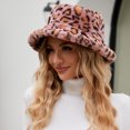 thumbnail image 3 of qolati Winter Faux Fur Bucket Hat Women Fashion Printed Warm Beanie Hats Outdoor Fisherman Cap Plush Sherpa Bucket Hat, 3 of 6
