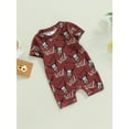 thumbnail image 2 of Country Baby Outfit Boy Girl Western Cow Print Cowboy Romper Bodysuit Short Sleeve One Piece Jumpsuit Summer Clothes, 2 of 7