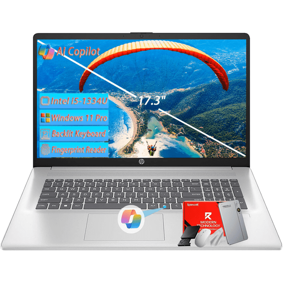 HP Essential Business Laptop, 17.3" FHD Display, Intel Core i5-1334U, 8GB RAM, 512GB PCIe M.2 SSD, Wi-Fi 6, Webcam, Backlit Keyboard, Windows 11 Pro, Silver