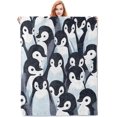 thumbnail image 1 of Penguin Party Fleece Blanket Gift - Adorable Gathering Design, Soft Throw 40x50 Inches, Fun Winter Decor - Blue and Black, 1 of 6