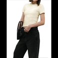 thumbnail image 3 of Camisetas de Algodón para Mujer, Cuello Redondo, Corta, Básicas, Informales, de Verano, Color Albaricoque, Talla M, 3 of 9