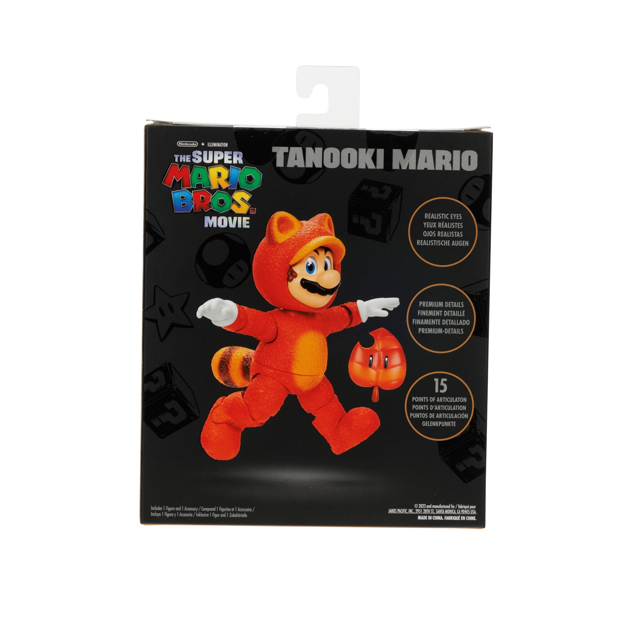 Super Mario Bros Movie Tanooki Mario 5 Inch Action Figure with 