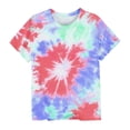 thumbnail image 2 of Fnooota Girls T Shirts, Tie Dye Soft Crew Neck Short Sleeve Summer Tops Red Size 3-4 T, 2 of 3
