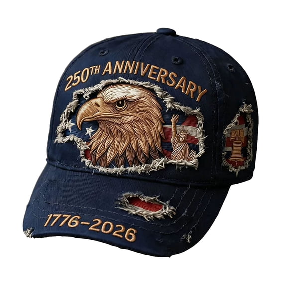 NIEWTR America 250th Anniversary Hat, Detailed Eagle Embroidery, Vintage Washed Adjustable Cap for All(D,One Size)