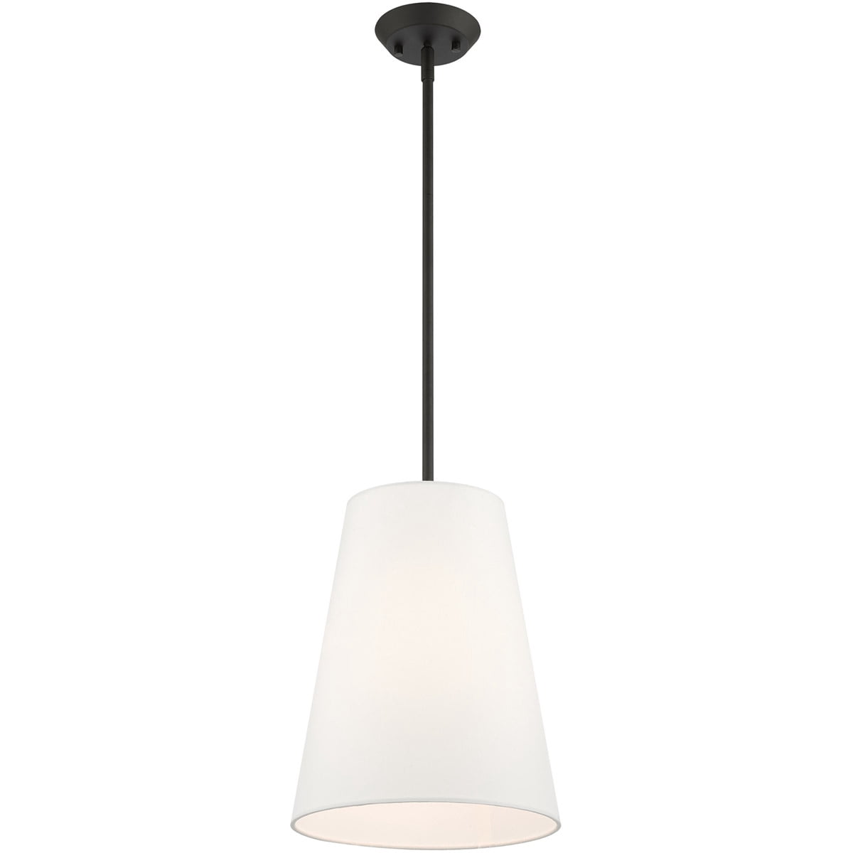1 Light Black Shaded Chandelier with Hand Crafted Off White Fabric Hardback Shade