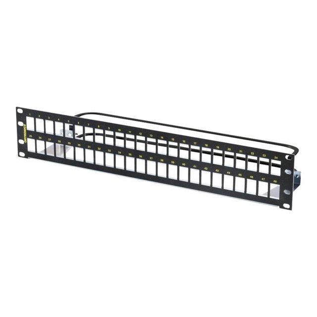 Ortronics - Patch panel (blank) - CAT 6a - black - 2U - 19" - 48 ports