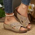 thumbnail image 5 of Slippers for Women Beach Fashion with Arch Support Boho Wedge Heel Open Toe Slip-On Slides Sandals Summer Causal Dressy Daily Shoes for Women, 5 of 9