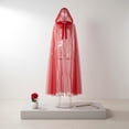 thumbnail image 3 of Hooded Sheer Cape, Red Full Length Mesh Wrap, 59.06inch, 3 of 7