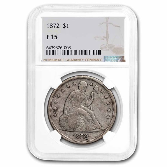 1872 Liberty Seated Dollar Fine-15 NGC