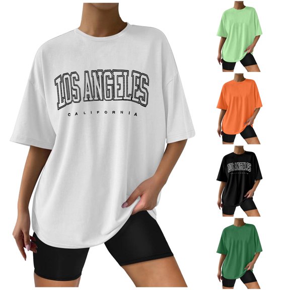 LiuXxxx Women's Juniors Graphic Top Casual Printed Streetwear Tee White XL