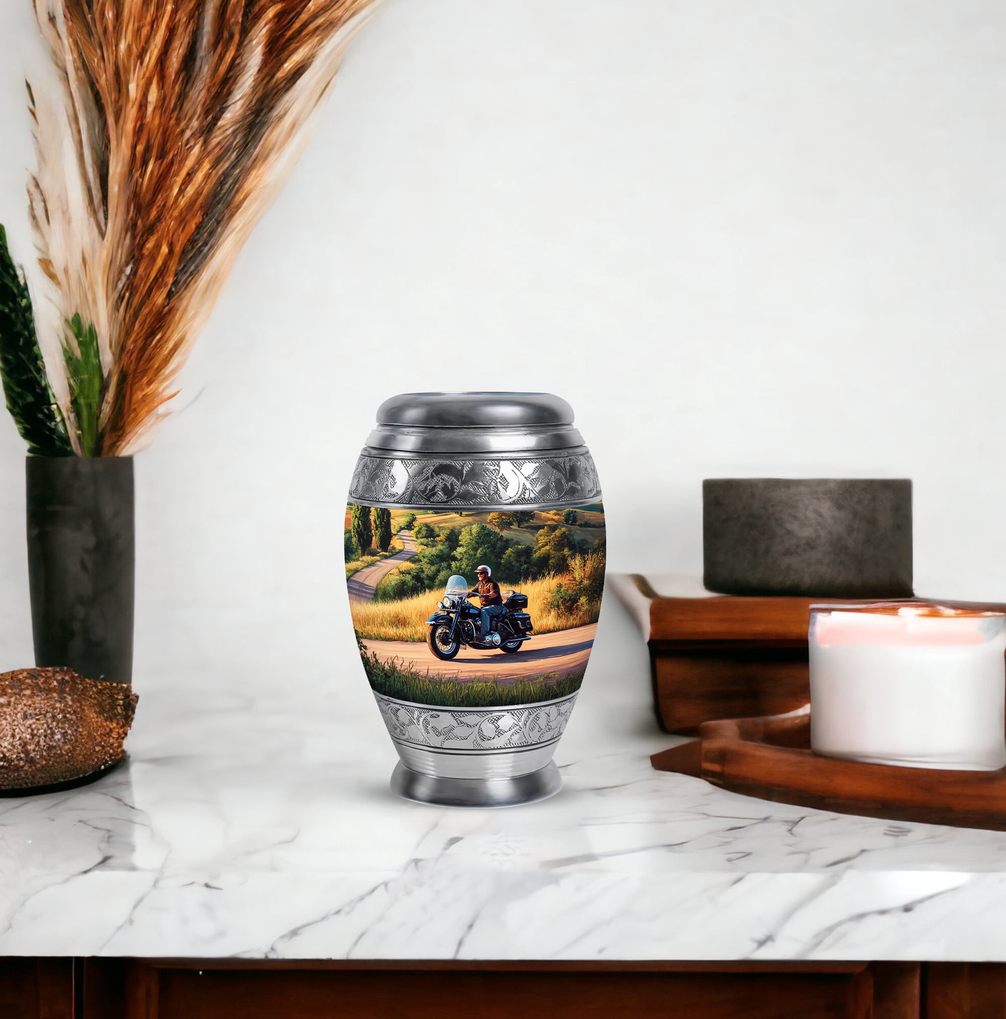 Bike Mini Cremation Urn For Ash Adult Male And Female, Miniature Urn For Ashes For Father, 3 Inch Small Keeepsake Urns For Human Ashes Women And Men