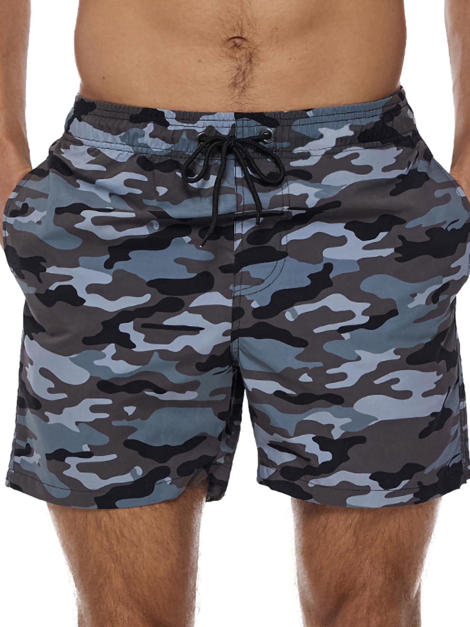 Men Basic Short Swim Trunks Quick Dry Camo Beach Print Bathing Suits Swimming Shorts Swimsuit with Pocket