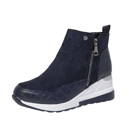 

Jungdeepe Fashion Women s Shoes Thick-soled Colorblock Brock Wedges Short Boots