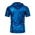 thumbnail image 4 of Men's Hipster Sequin Hoodies Fashion Summer Short Sleeve Pullover Glitter Rave Shirts Metallic Disco Party Tops, 4 of 7