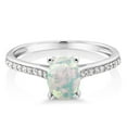 thumbnail image 2 of Gem Stone King 10K White Gold White Simulated Opal and White Diamond Solitaire Engagement Ring for Women | 1.05 Cttw | Oval Cabochon 8X6MM | Gemstone October Birthstone | Size 9, 2 of 6
