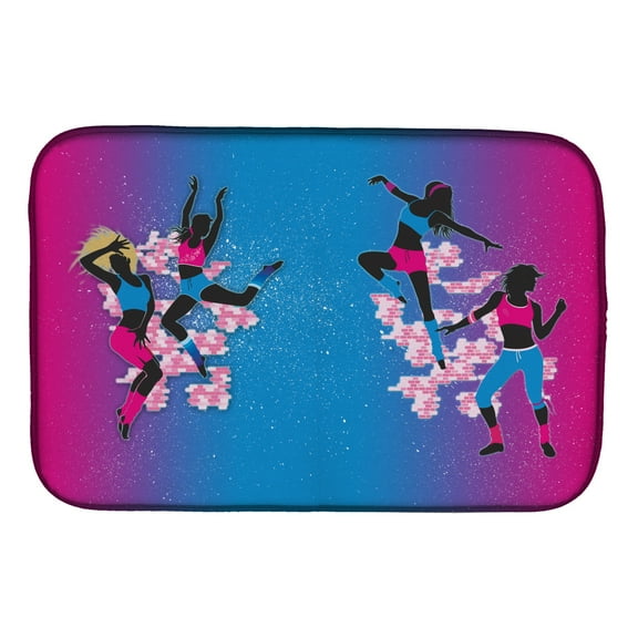Hip Hop in Pink Blue Dish Drying Mat