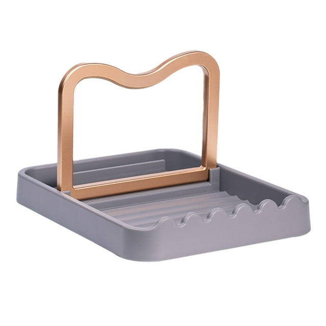 Dsscvnef Spoon Rest With Lid Holder Heat Pot Lid Rest Multifunctional Spatula Holder While Cooking for Stovetop and Kitchen Counter Grey\green ABS Gold Spraying Dish in Drying Rack Drying Rack for