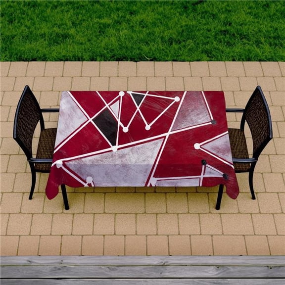 Begin Home Decor C1TCLRGE6PKYZZ 58 x 102 in. Contemporary Office Shapes Tablecloth - White Triangles on Red