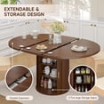 thumbnail image 3 of 47"-63" Extendable Round Dining Table for 4–8 with Storage, Mid Century Modern Farmhouse Wood Oval Dinner Table with Pedestal Base for Kitchen, Living Room (Walnut), 3 of 7