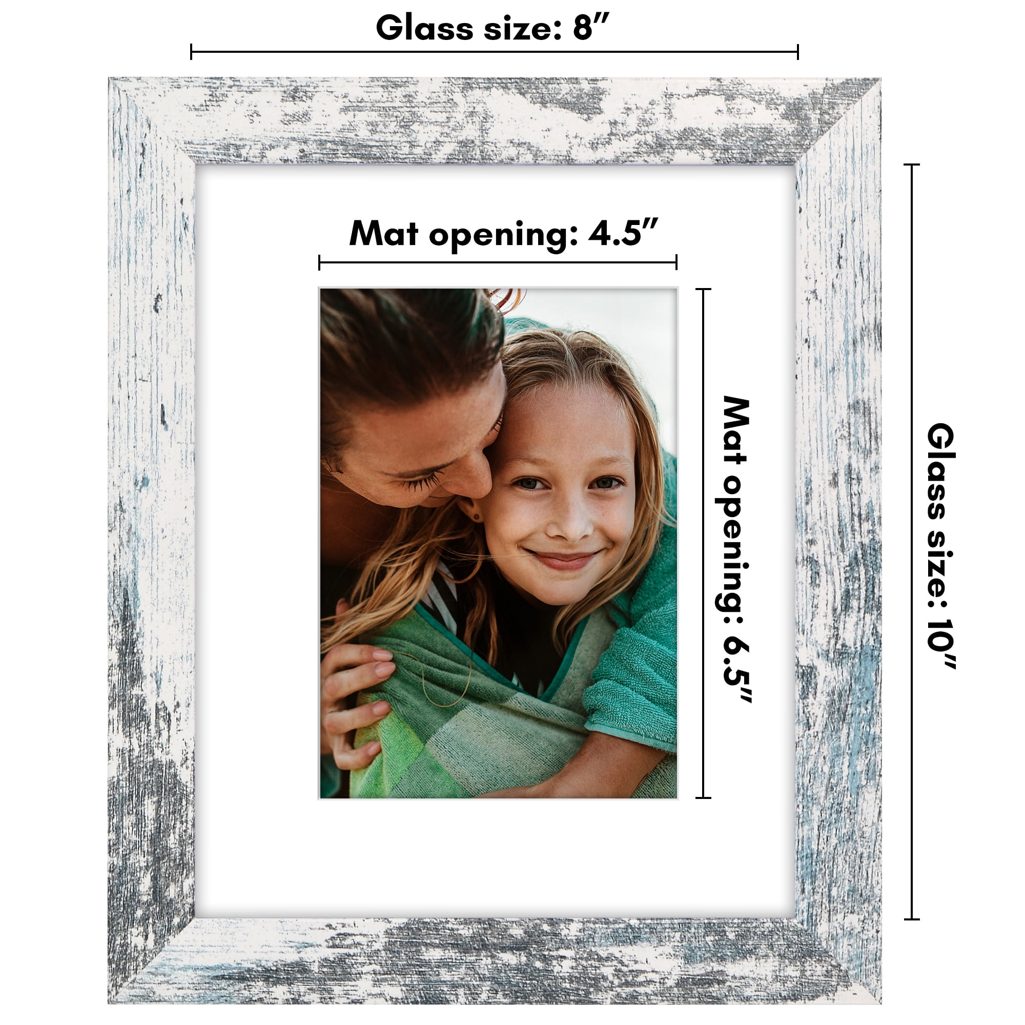 Americanflat 8x10 Picture Frame with Shatter-Resistant Glass Fits 5x7 Photos with Mat Hudson Distressed - White