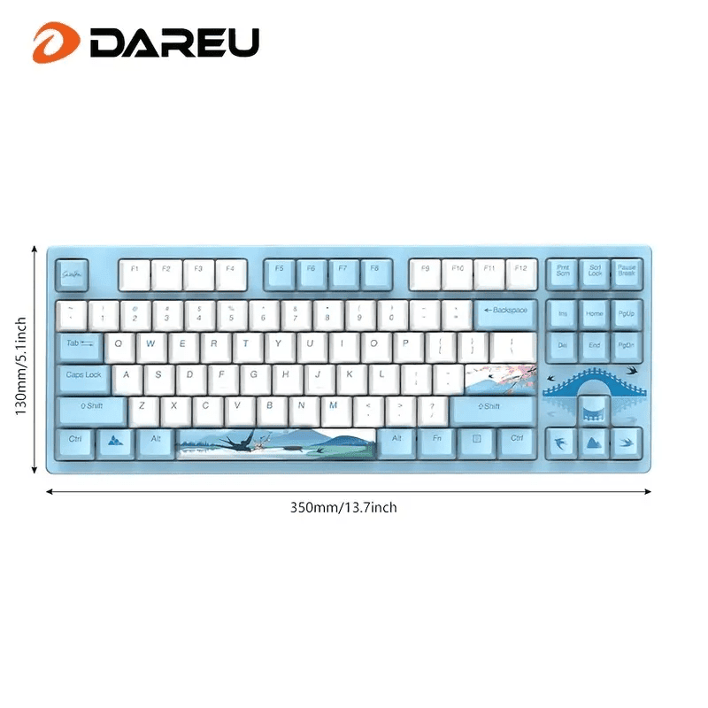Dareu A87 Spring Swallow Theme 87 Keys Compact Layout Mechanical Gaming Keyboard; Cherry MX Switch; PBT Keycaps