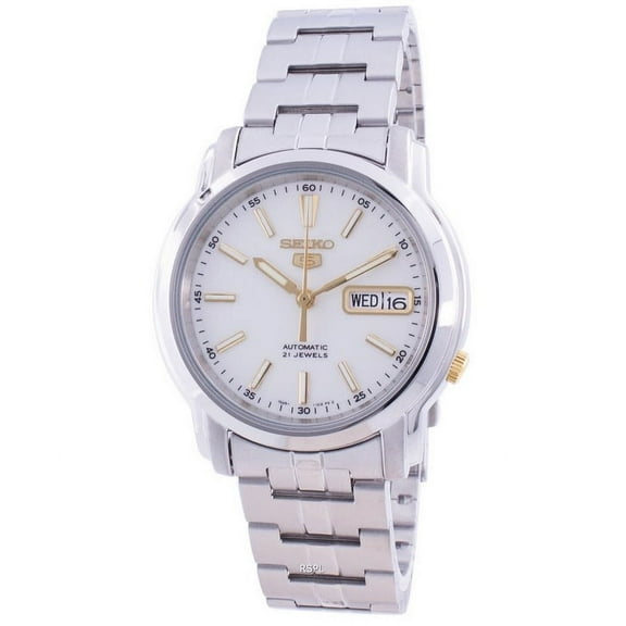 Seiko Men's 5 Silver Dial Stainless Steel Watch SNKL77