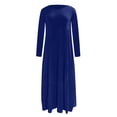 thumbnail image 5 of LYXSSBYX Womens Dresses Long Sleeve Women's Solid Color Loose Long Sleeve Long Dress Round Neck Asymmetric Swing Layered Beach Long Dress, 5 of 6