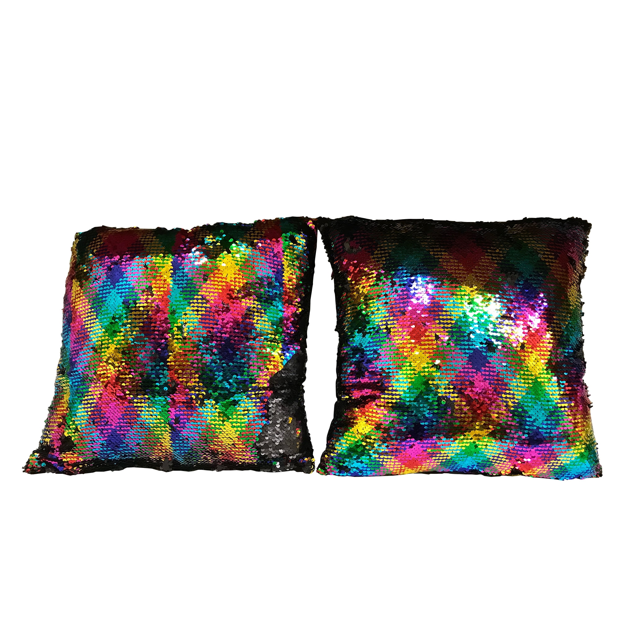 Set of 2 Pieces Sequin Rainbow Pillow / Cushion. A Pair, Set of 2 pcs